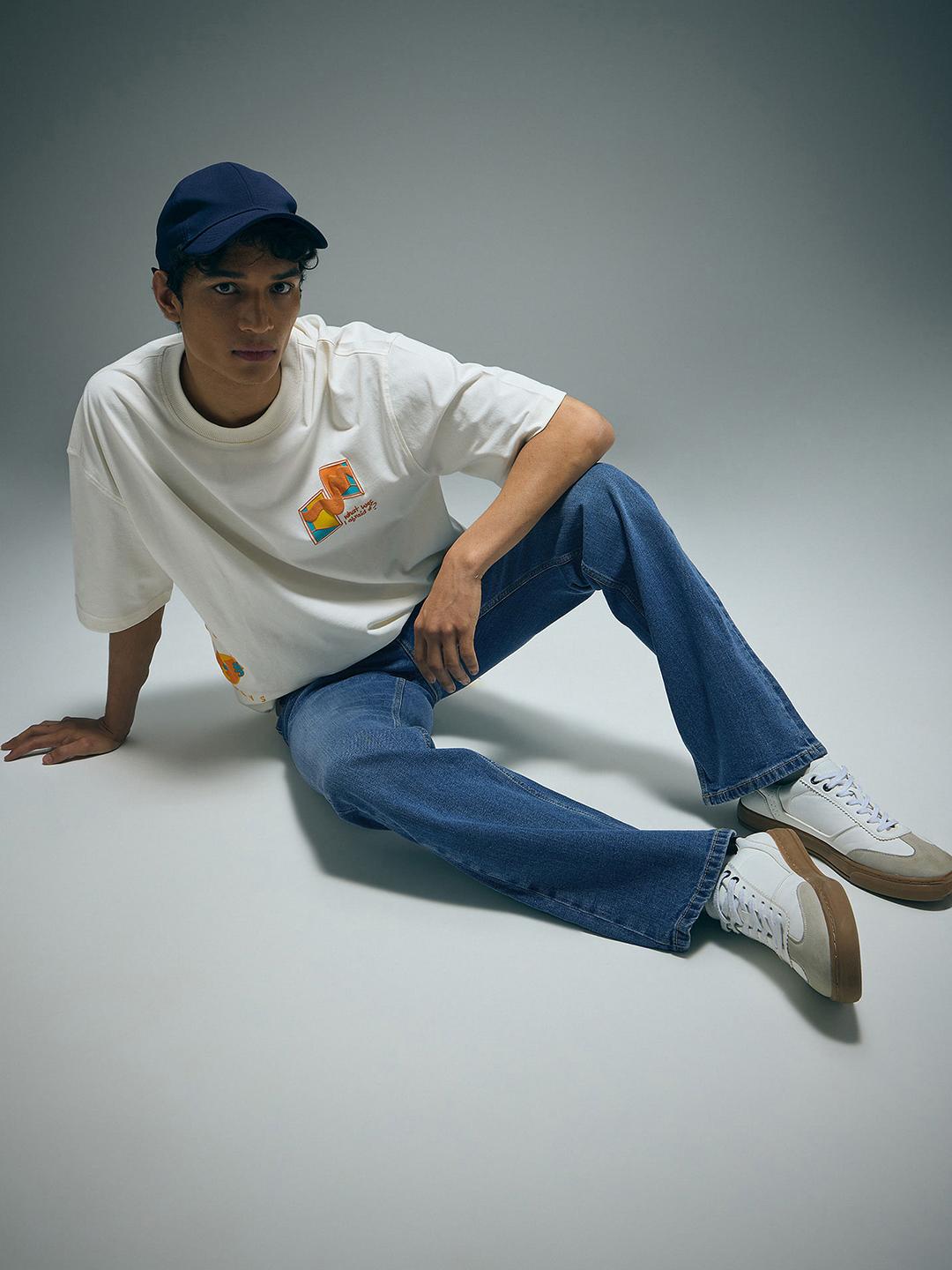 Flying Machine Men Bootcut Clean Look Light Fade Cotton Jeans