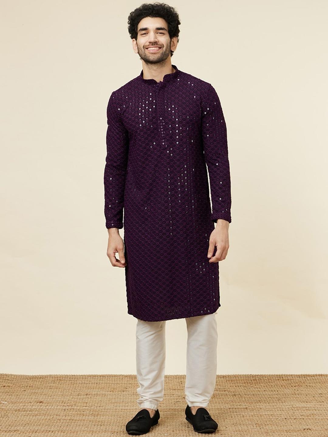 Men Pink Embroidered ethnic motifs Festive Kurta Pyjamas