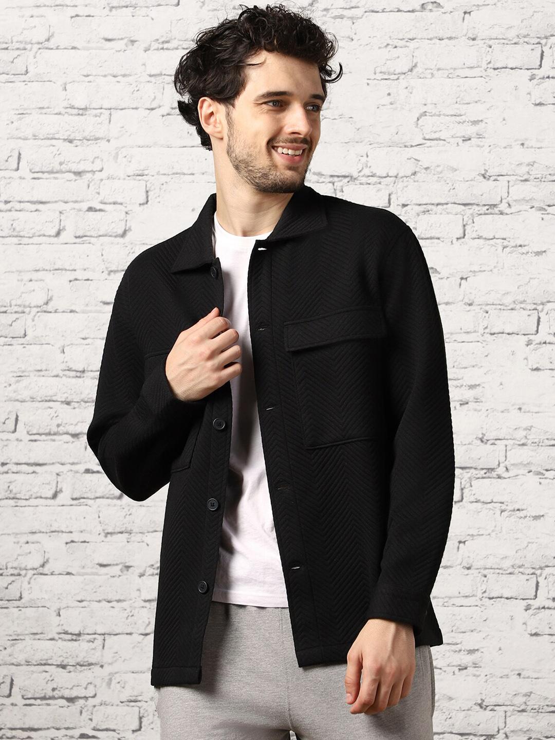 NOBERO Chevron Self Design Shacket