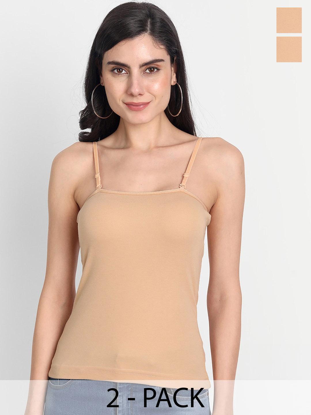 Buy Aimly Pack Of 2 Non Padded Cotton Extra Transparent Removable Strap Camisoles -  - Apparel for Women