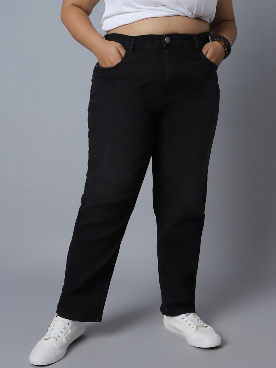 Freeform by High Star Women Plus Size Straight Fit High-Rise Clean Look Stretchable Jeans