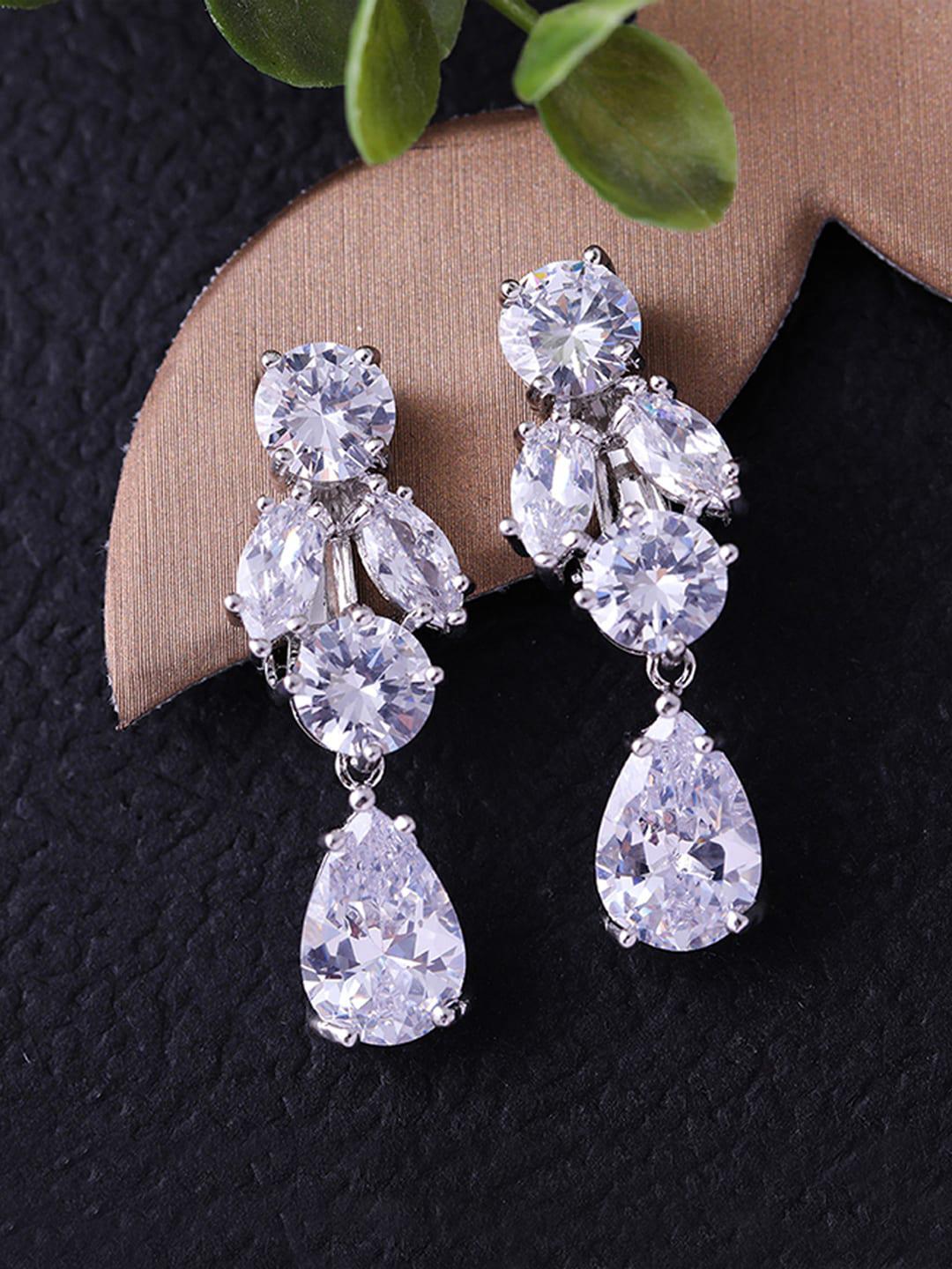 Buy Jewels Galaxy Silver Plated AD Studded Drop Earrings -  - Accessories for Women