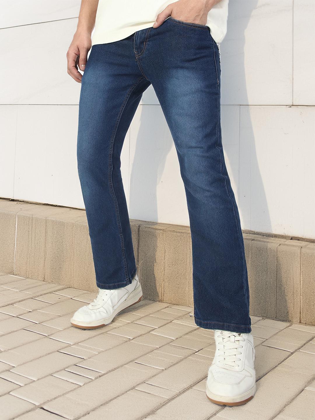 Urbano Fashion Men Bootcut Light Fade Clean Look Stretchable Jeans