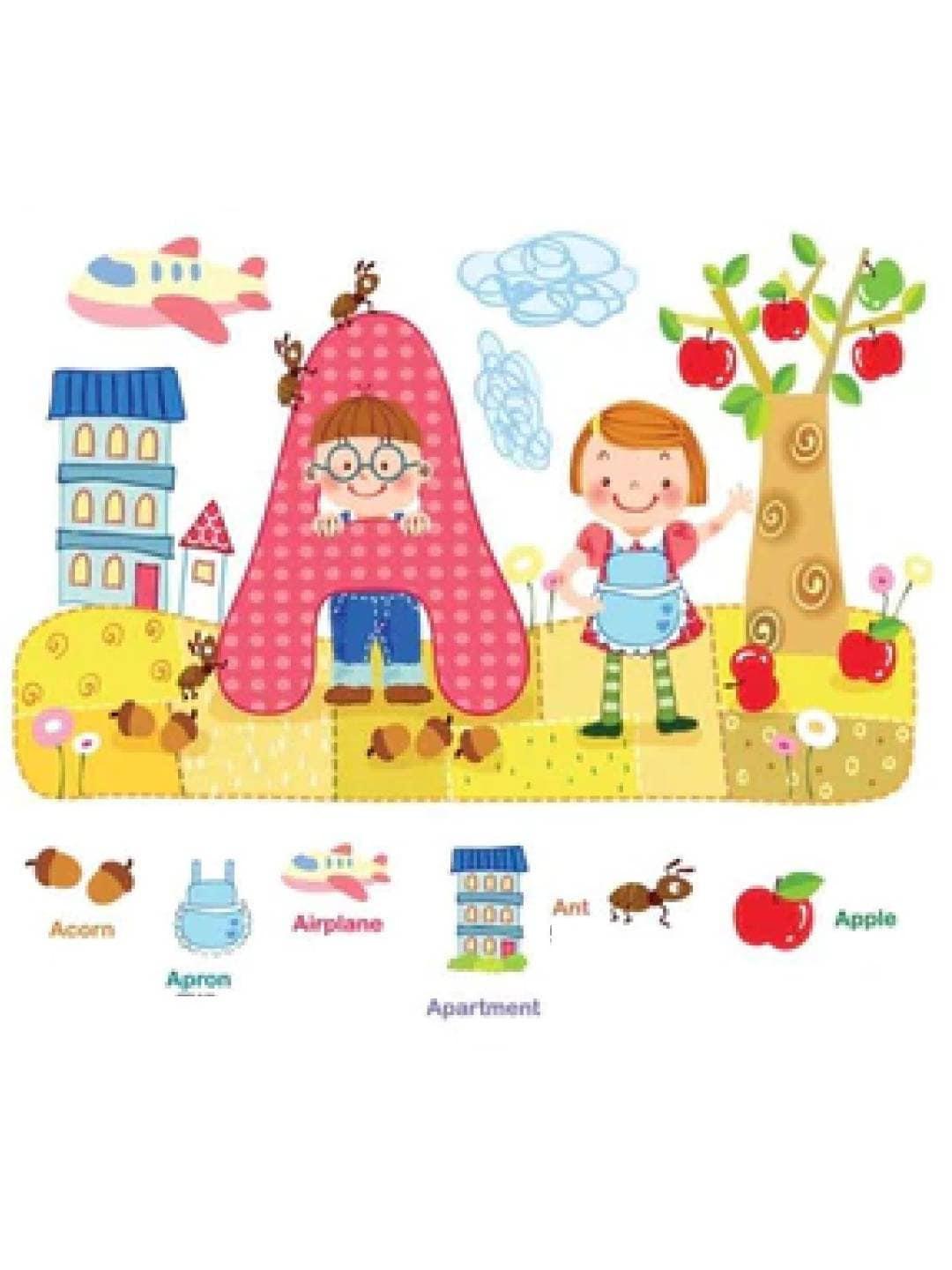 Buy Jaamso Royals Yellow & Pink Cartoon Printed Self Adhesive Wall ...