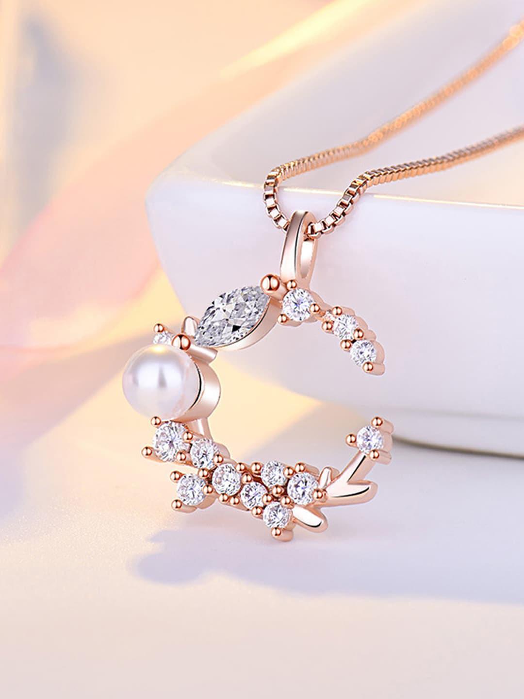 Buy Jewels Galaxy Rose Gold Plated Stone Studded Pendant With Chain -  - Accessories for Women