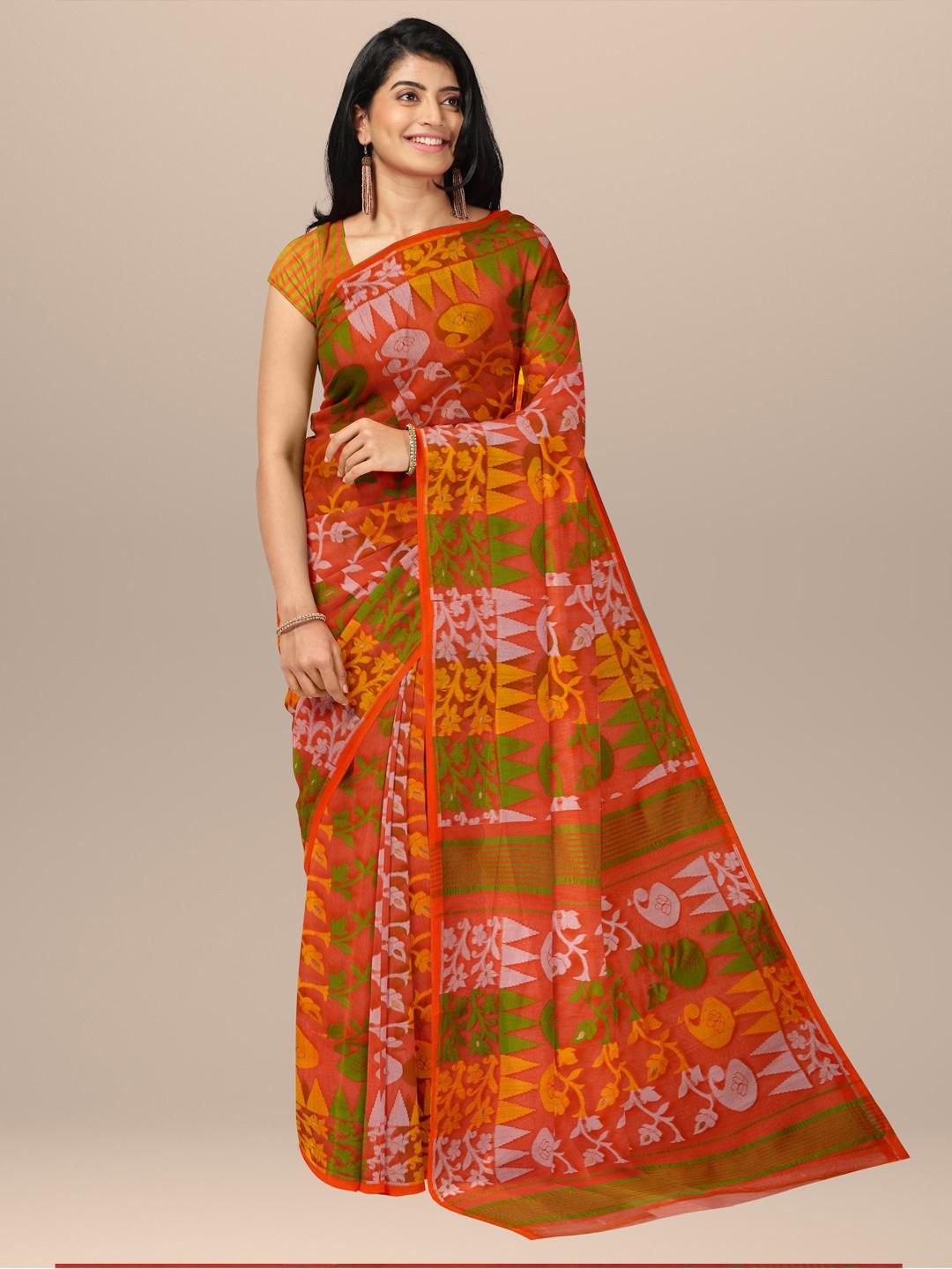 Buy Sarika Ethnic Motifs Woven Design Pure Cotton Jamdani Saree