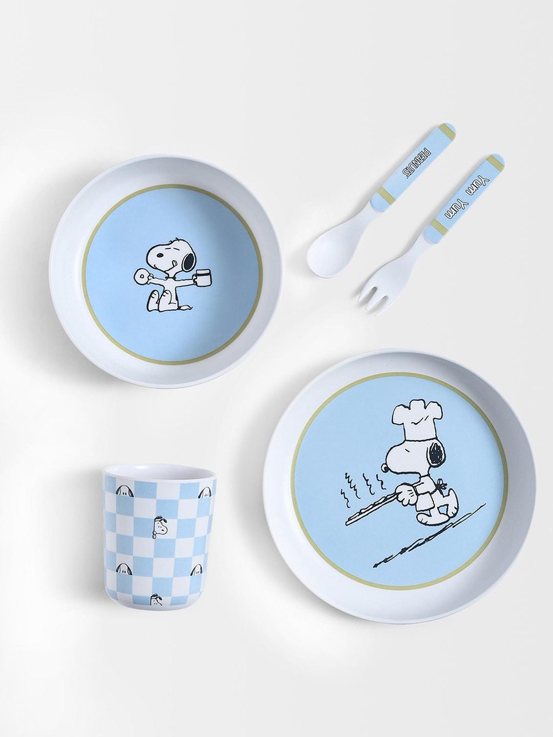Buy MiArcus Peanuts Snoopy Print 100% Melamine Dinner Set,Pk Of 5 ...
