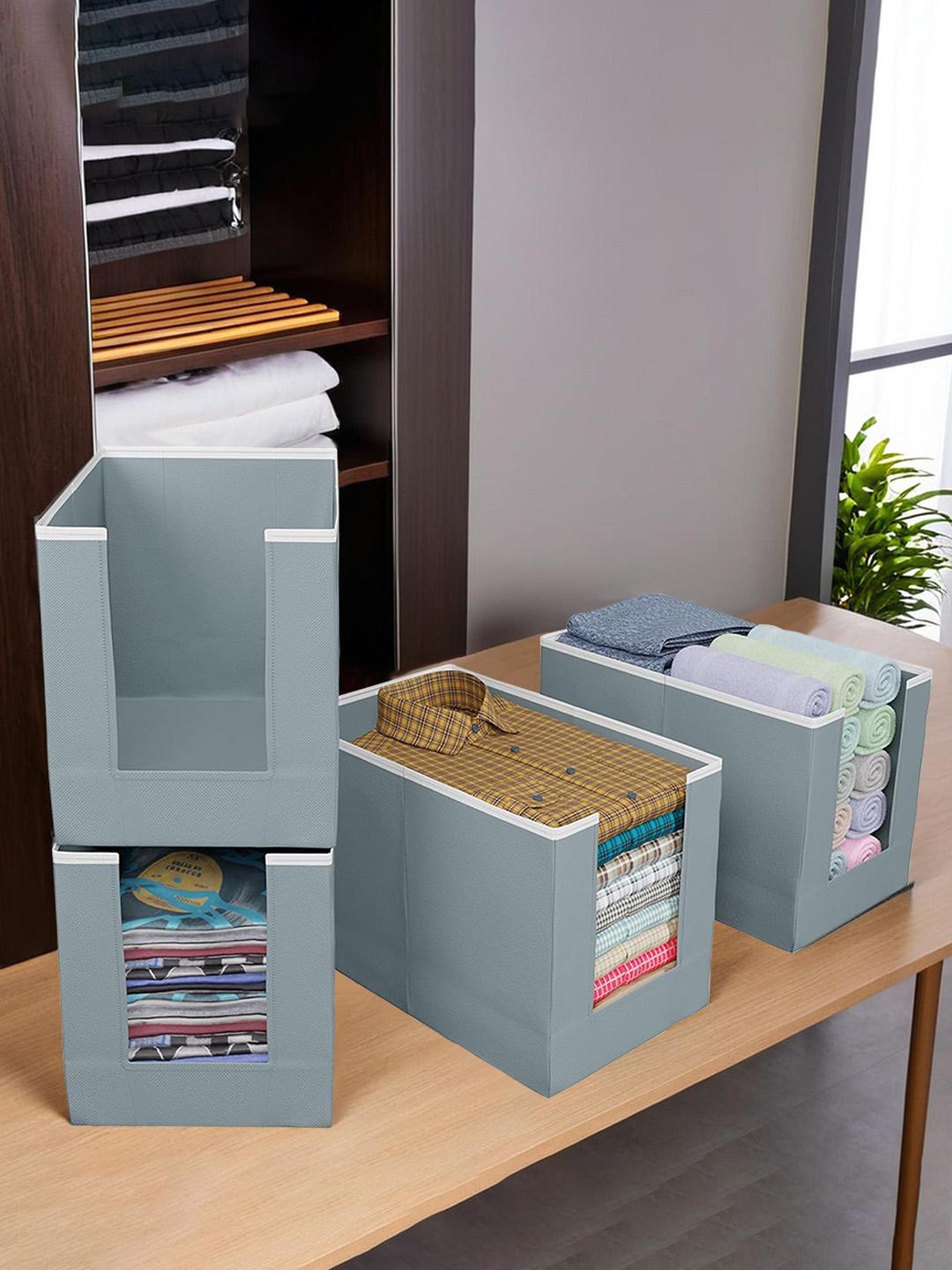 Buy Kuber Industries Grey 4 Pieces Sturdy Base Clothes Organizers -  - Home for Unisex