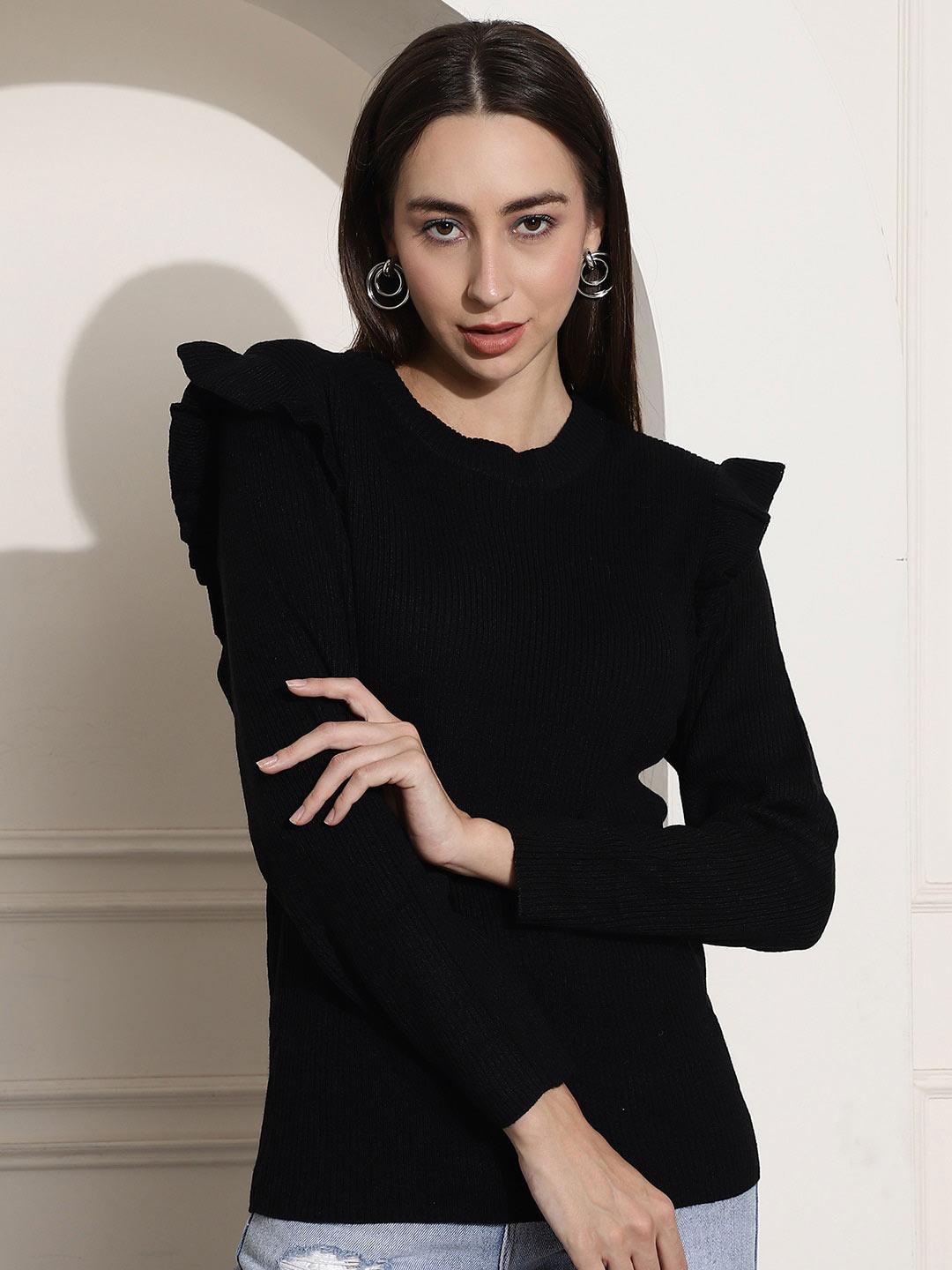 Round Neck With Ruffles Buy NoBarr Round Neck Ruffles Top - Tops for Women 25370480 | Myntra