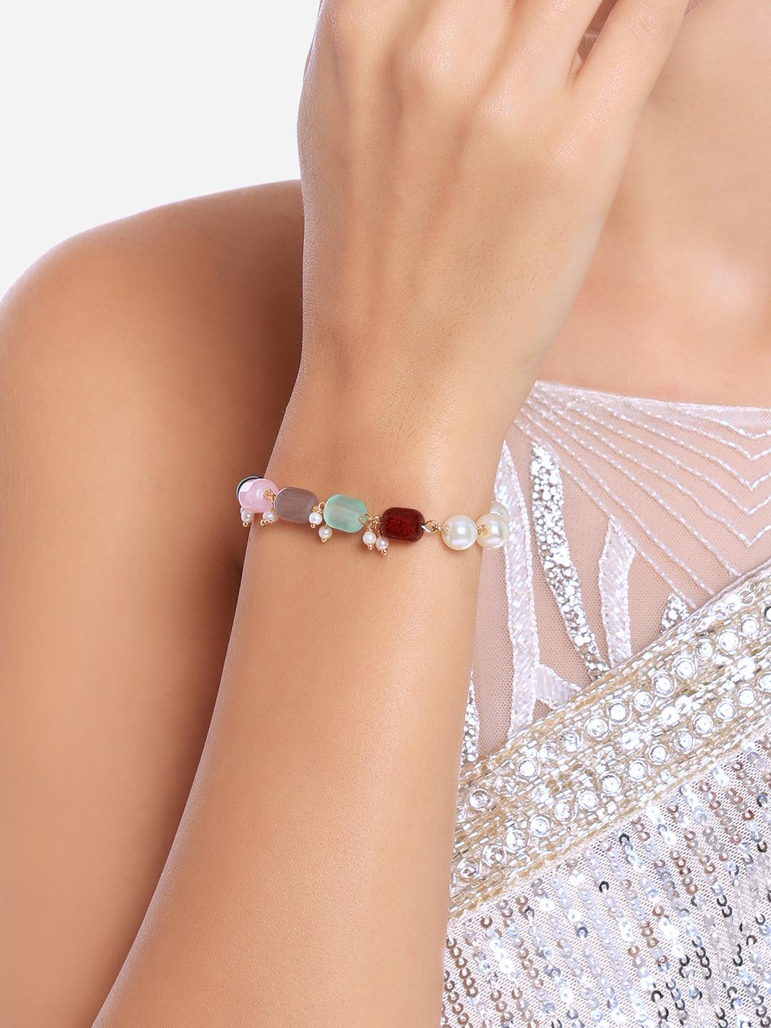 Buy Zaveri Pearls Gold Plated Artificial Beads & Pearls Bracelet - - Accessories for Women