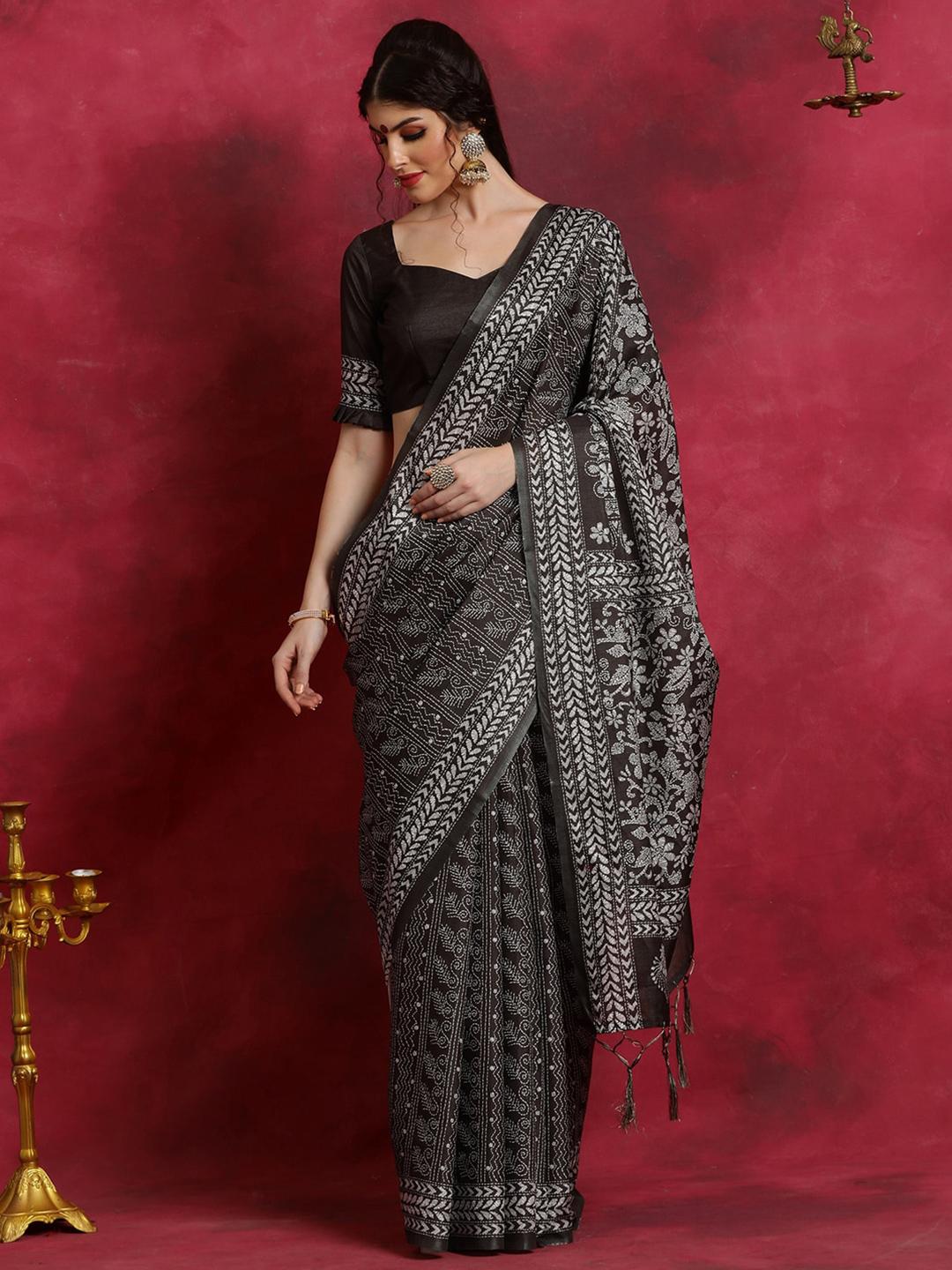 Ethnic Motifs Silk Blend Saree main image 1