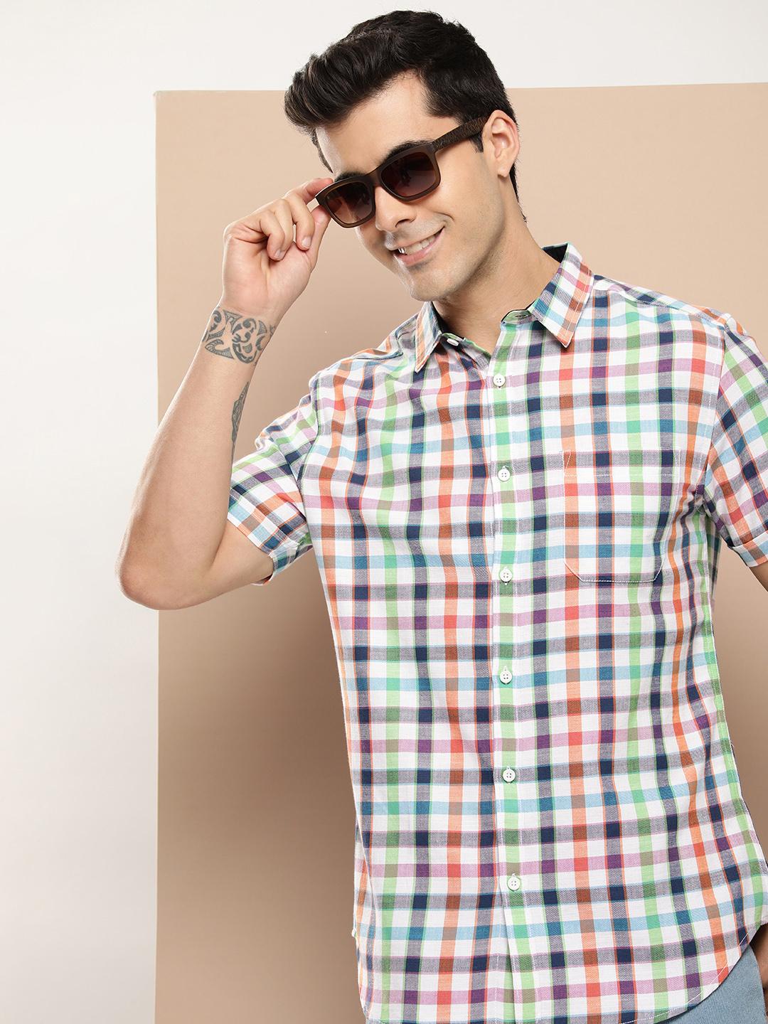 HERE&NOW Men Slim Fit Opaque Checked Casual Shirt