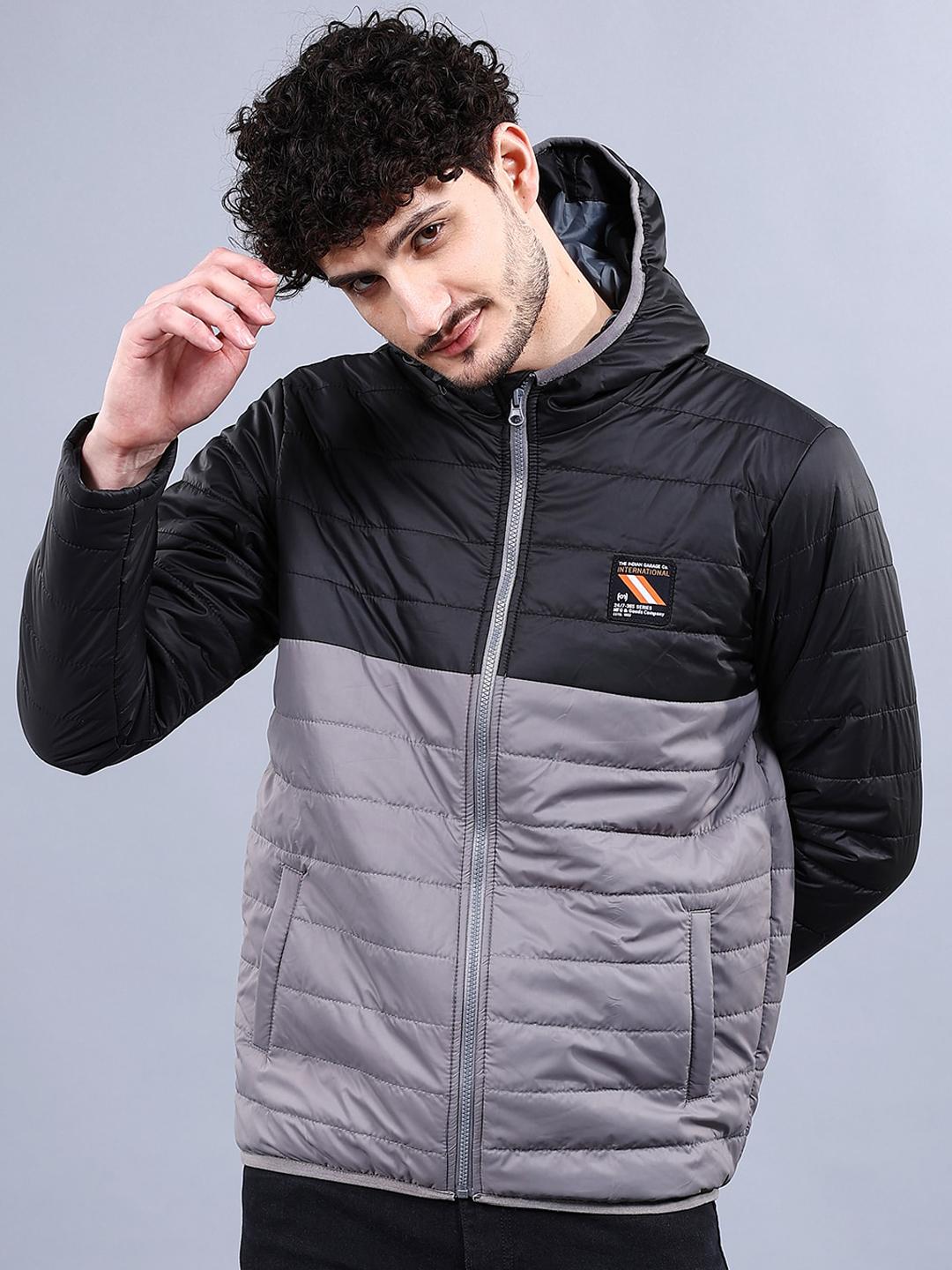 The Indian Garage Co Men Slim Fit Zip-Front Puffer Jacket with Hood main image 0