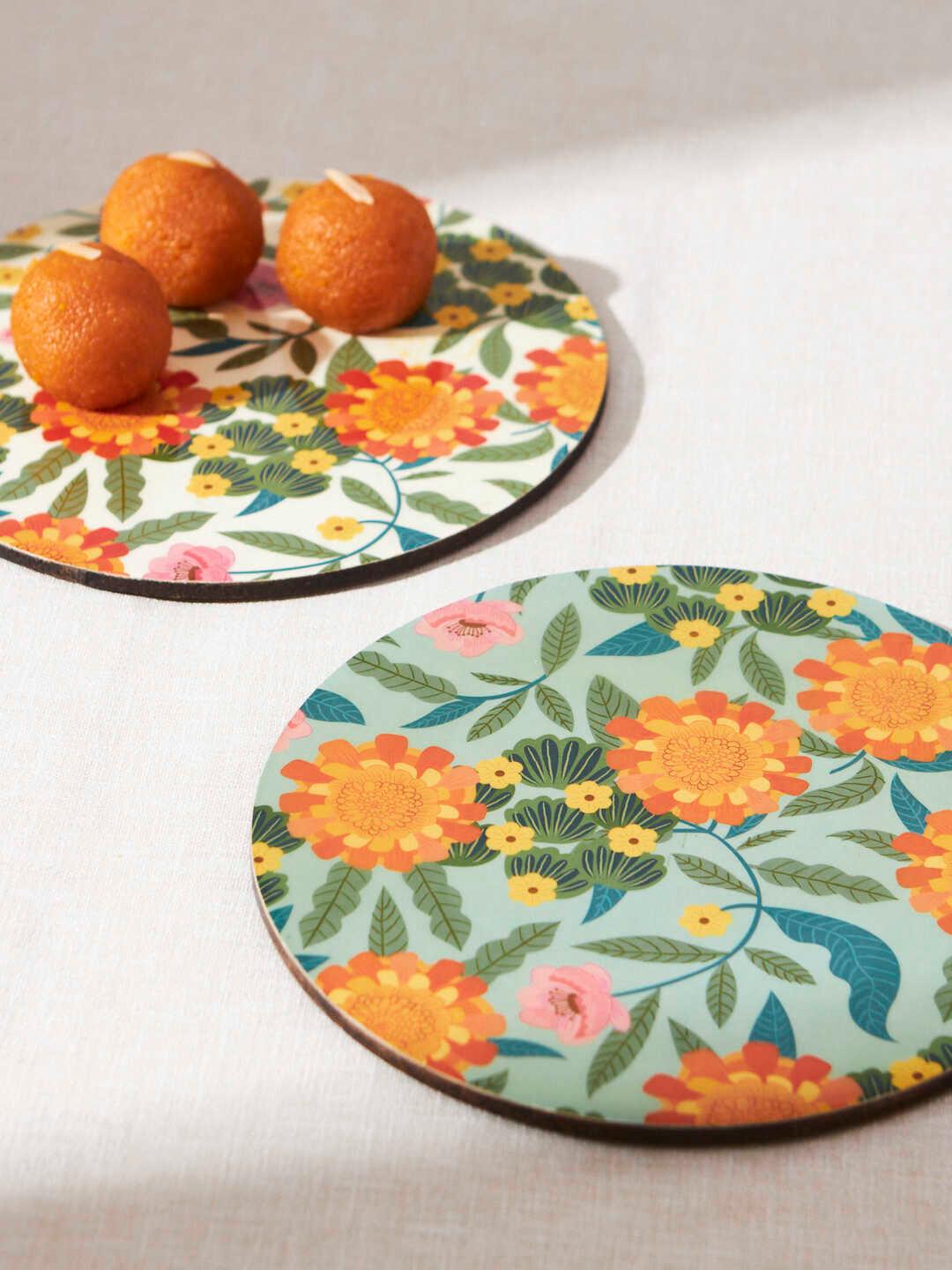 Buy Chumbak Marigold Trivets Assorted 2 Pieces Serving Platter - - Home for Unisex