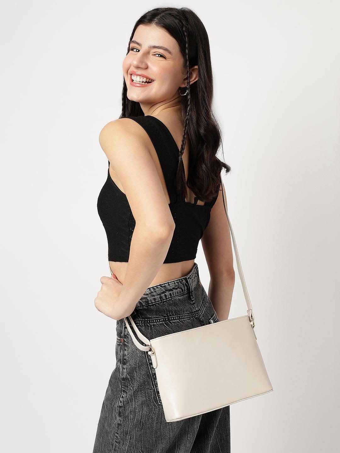 Buy Fastrack Pumice Solid Synthetic Leather Structured Sling Bag - - Accessories for Women