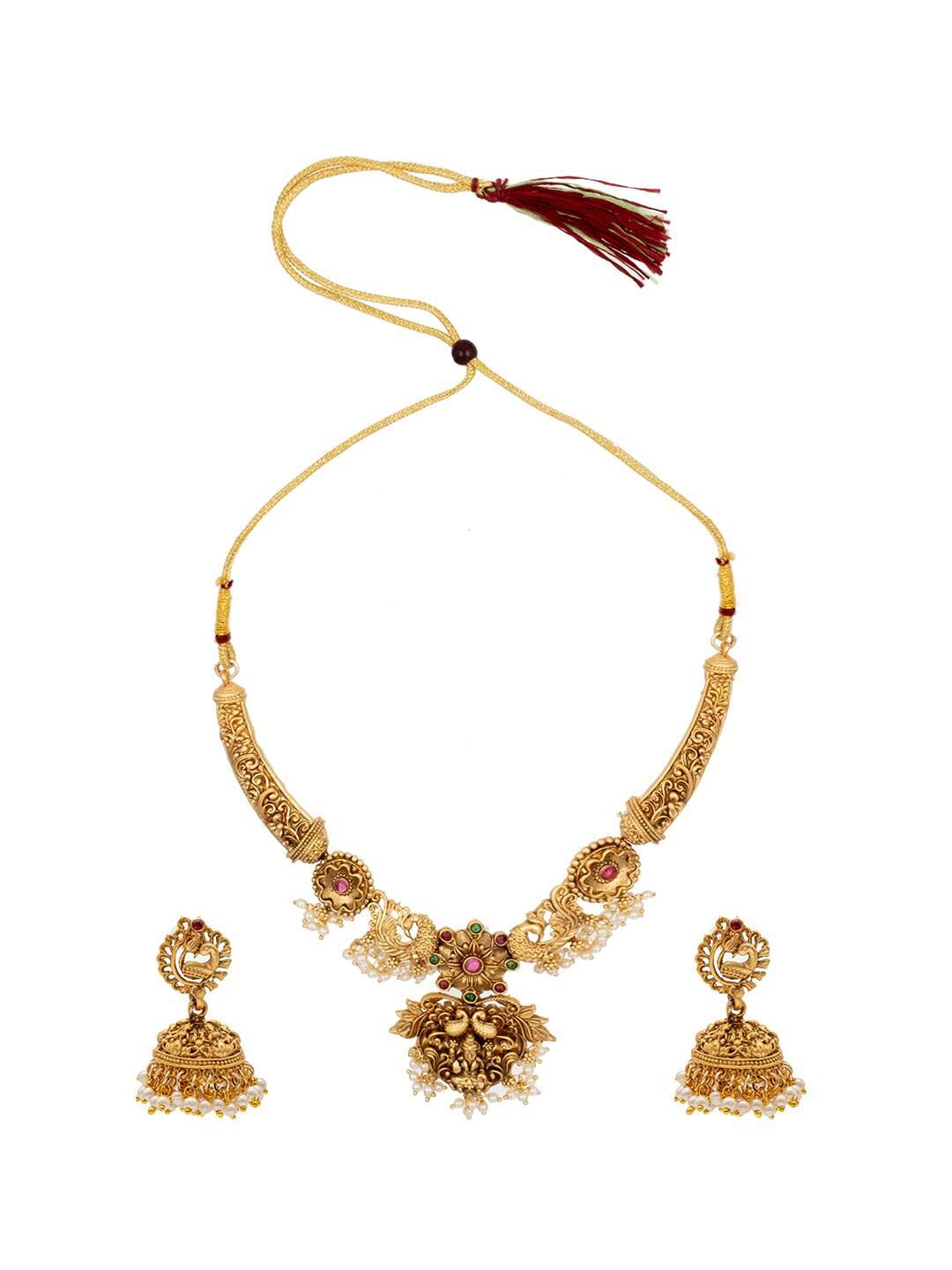 Buy Shining Jewel By Shivansh Gold Plated Temple Necklace Set - - Accessories for Women