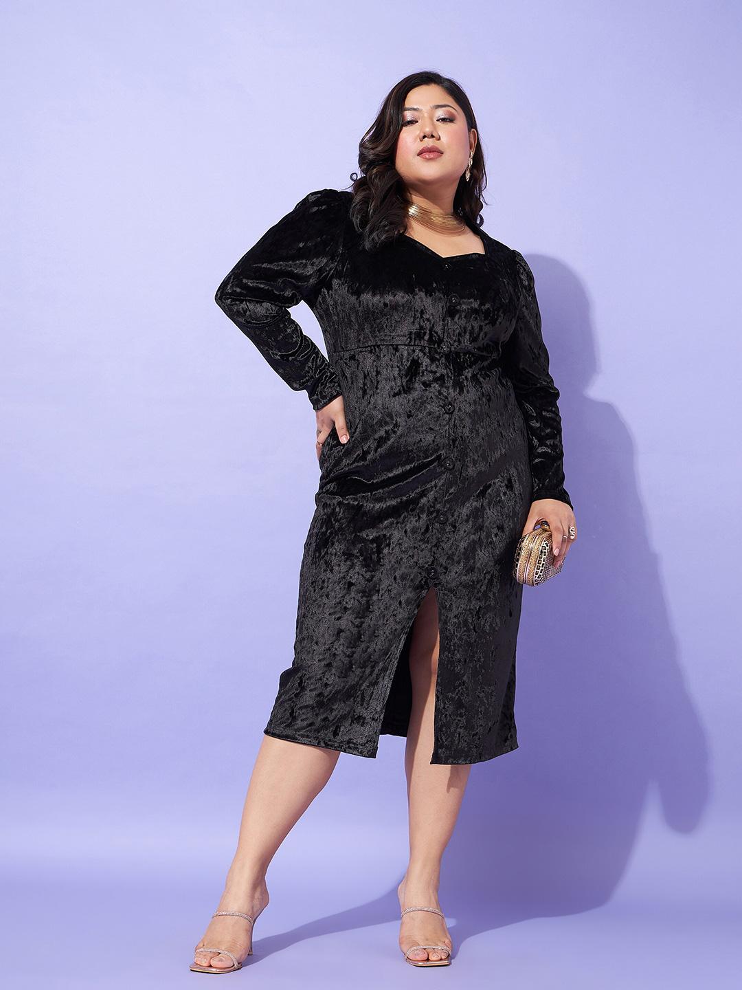 Buy Sassafras Curve Plus Size Puff Sleeve Sheath Dress Dresses For
