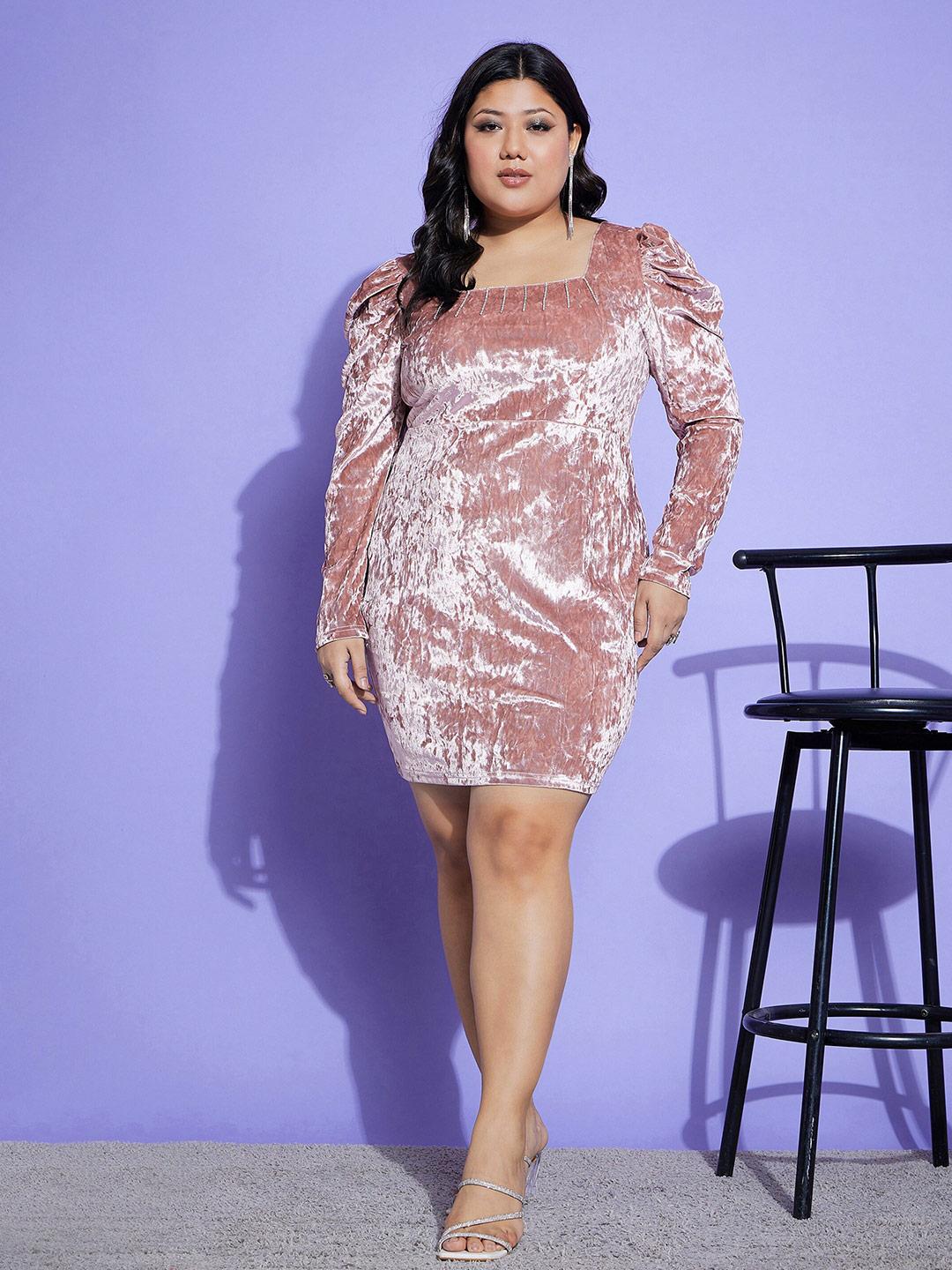 Buy Sassafras Curve Plus Size Puff Sleeve Sheath Dress Dresses For