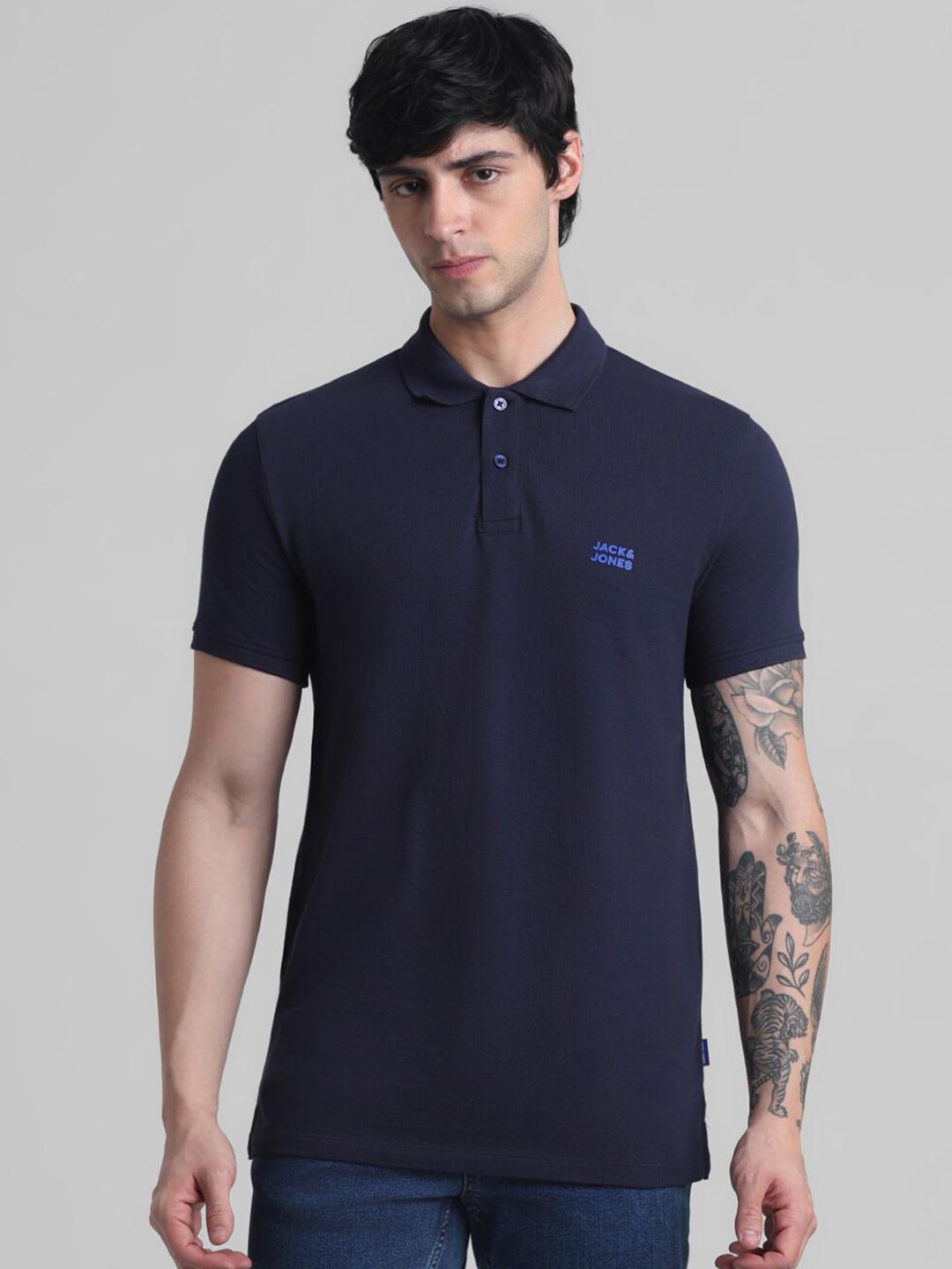 Buy Jack & Jones Polo Collar Slim Fit Pure Cotton T Shirt - - Apparel for Men