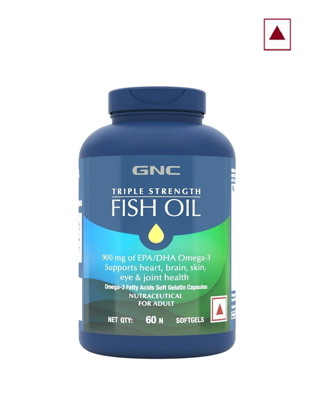 Buy GNC Triple Strength Fish Oil 900mg Omega 3 Gelatin Capsules 60 ...