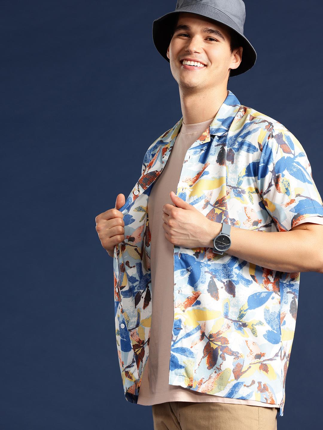 Mast & Harbour Men Floral Printed Cuban Collar Casual Shirt