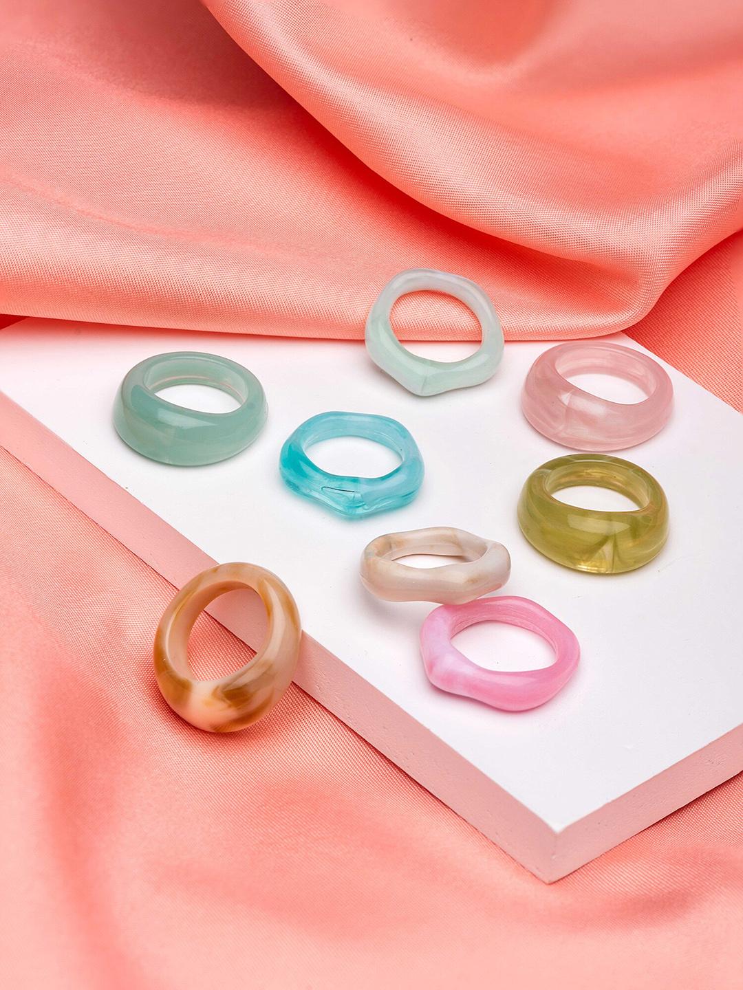 Buy Yellow Chimes Set Of 8 Aesthetic Stack Finger Rings - Ring for ...