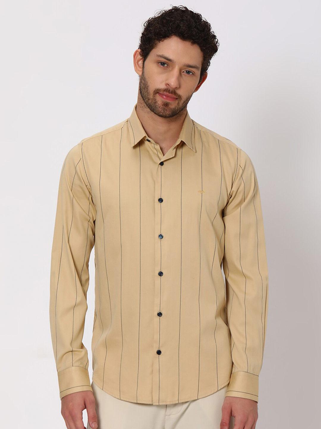Mufti Slim Fit Striped Pure Cotton Casual Shirt