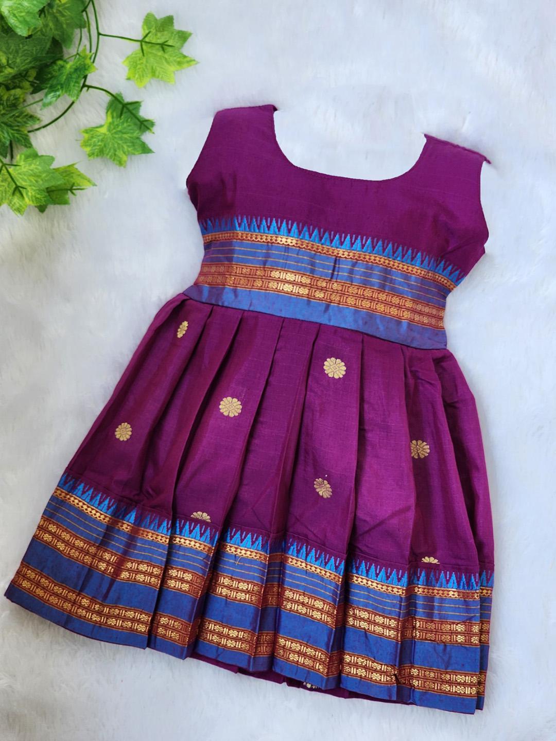 Buy BAESD Girls Floral Self Design Cotton Pleated Fit & Flared Maxi Ethnic Dresses -  - Apparel for Girls