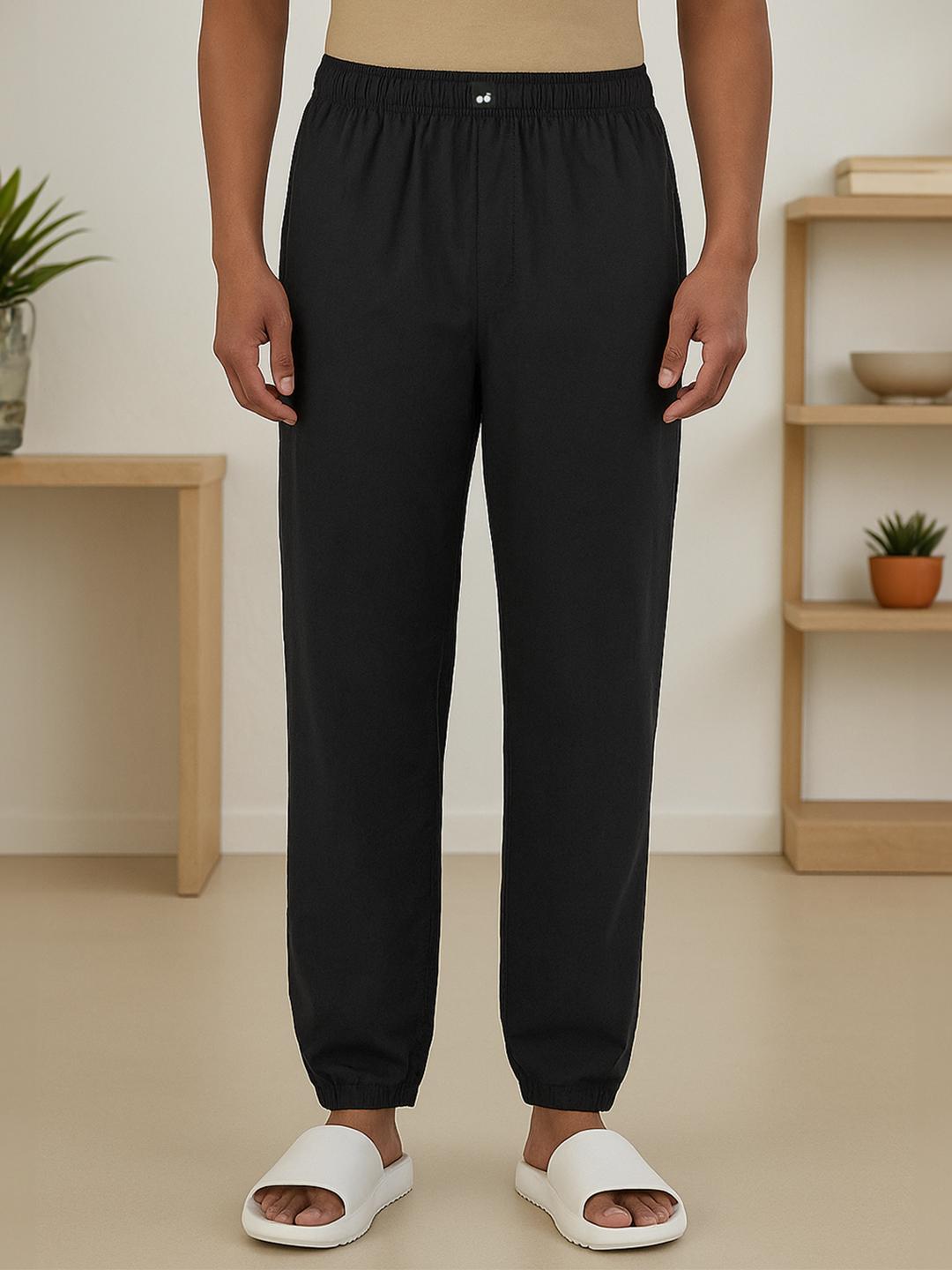 Buy Bewakoof Men Black Lightweight & Silicon Wash Pure Cotton Lounge Pant -  - Apparel for Men