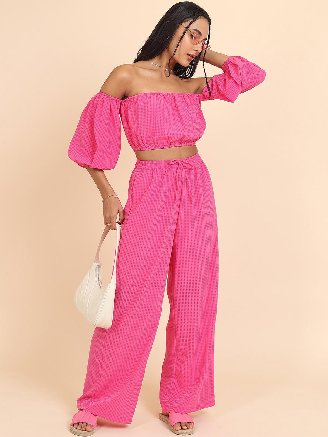 Buy Tokyo Talkies Off Shoulder Top With Wide Leg Trousers - - Apparel for Women