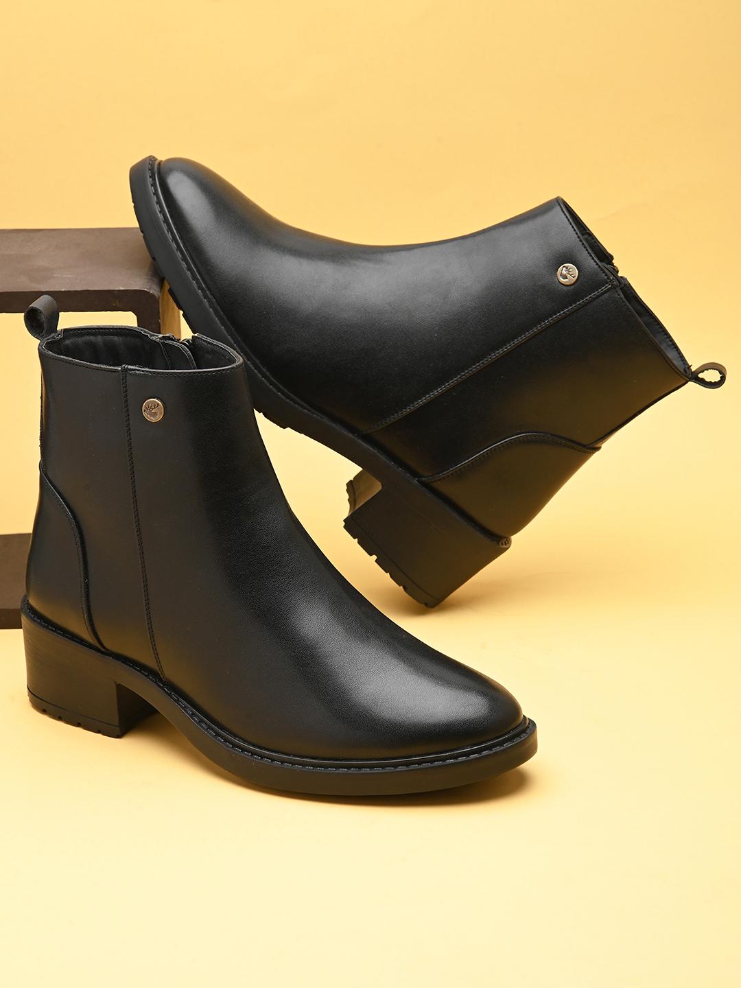 Buy The Roadster Lifestyle Co. Women Black Mid Top Block Heeled Regular Boots - - Footwear for Women