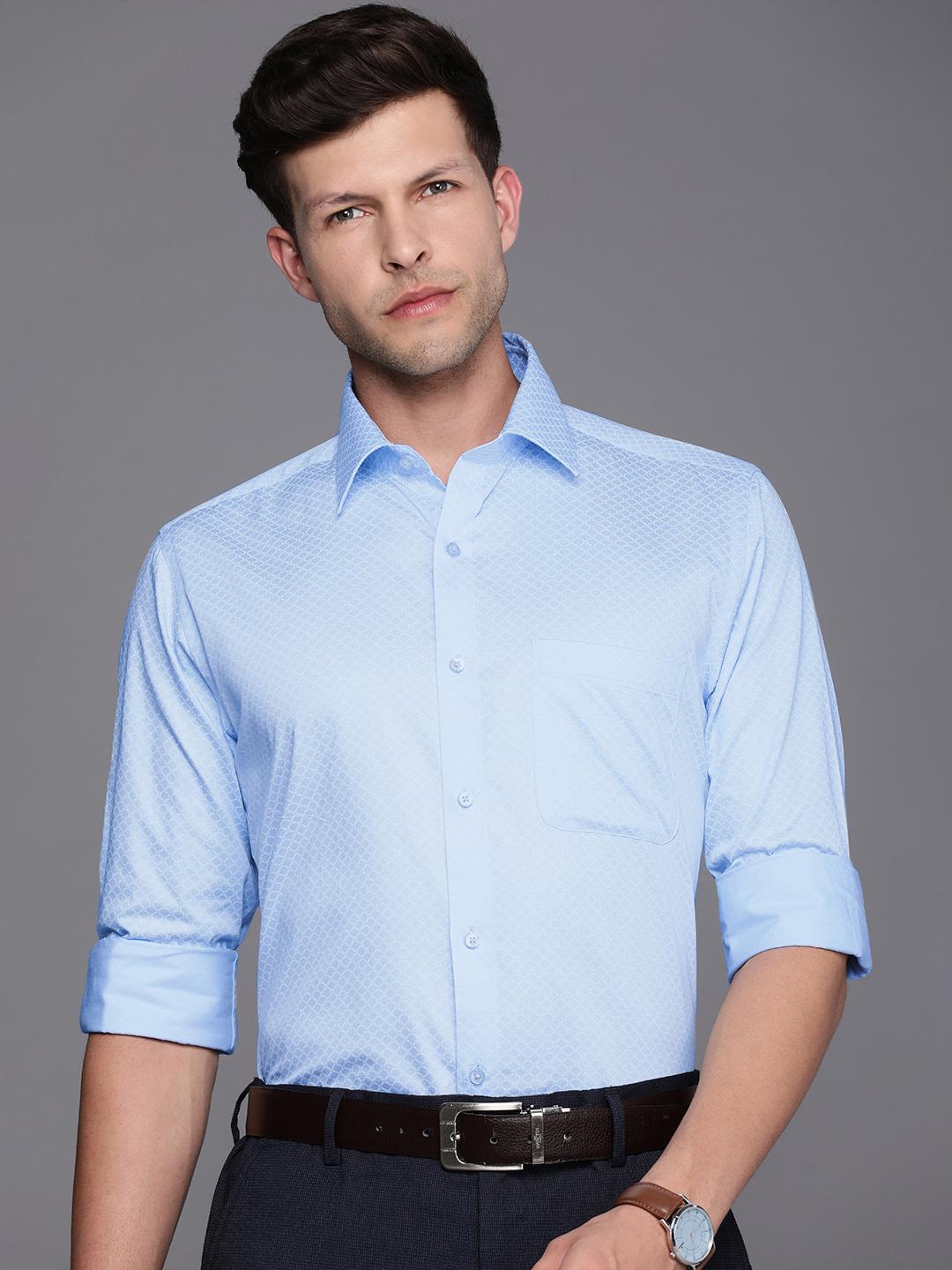 Buy Raymond Pure Cotton Slim Fit Geometric Printed Formal Shirt - - Apparel for Men