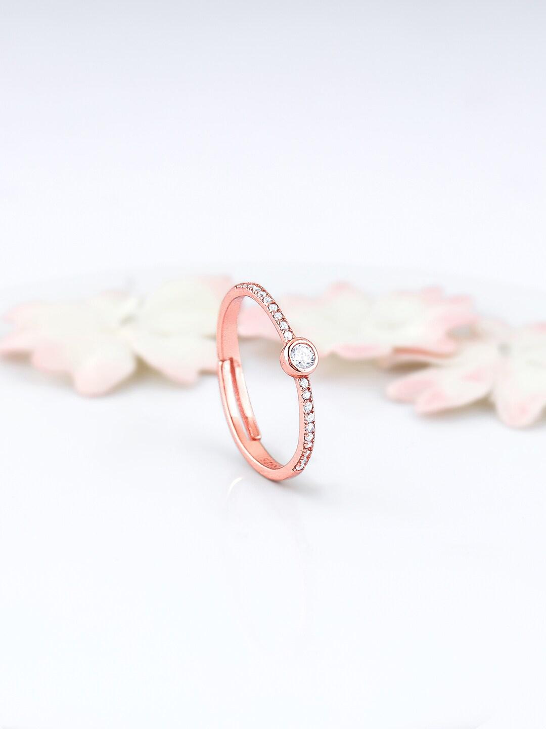 Buy GIVA 925 Sterling Silver Rose Gold Plated Zircon Studded Epitome Of Love Finger Ring - - Accessories for Women