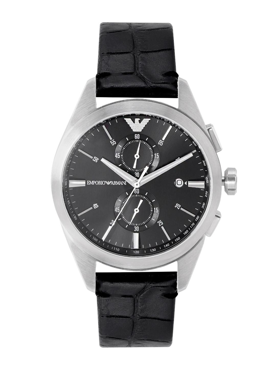 Buy Emporio Armani Men Leather Straps Analogue Chronograph Watch ...