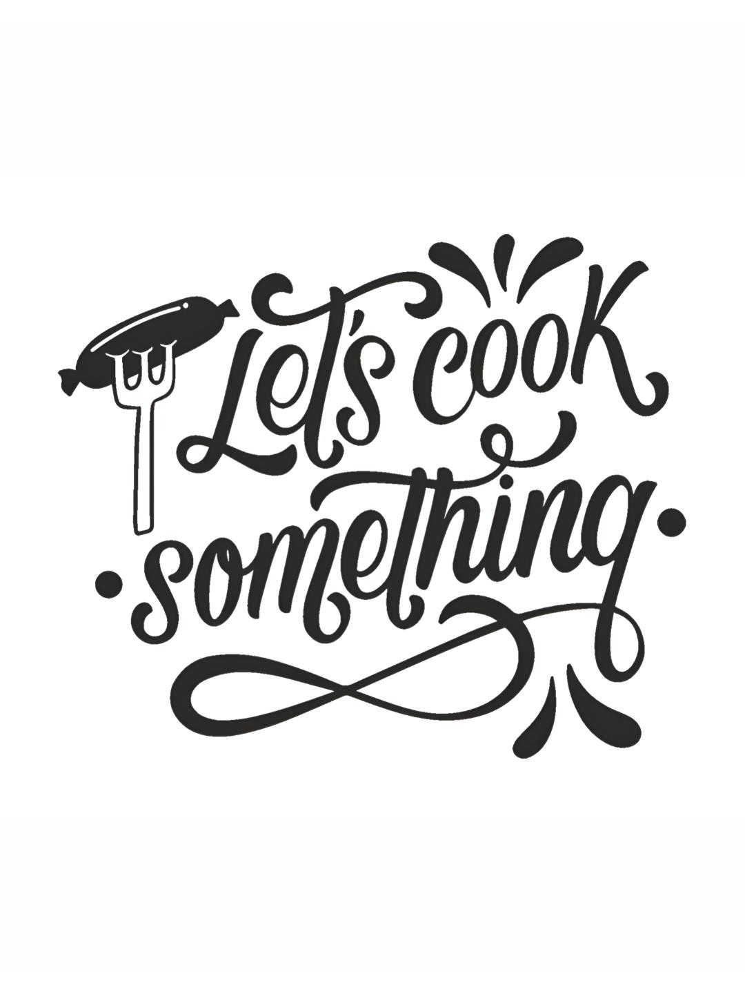 Buy CVANU Black Let's Cook Something Quote Kitchen Self Adhesive Wall ...