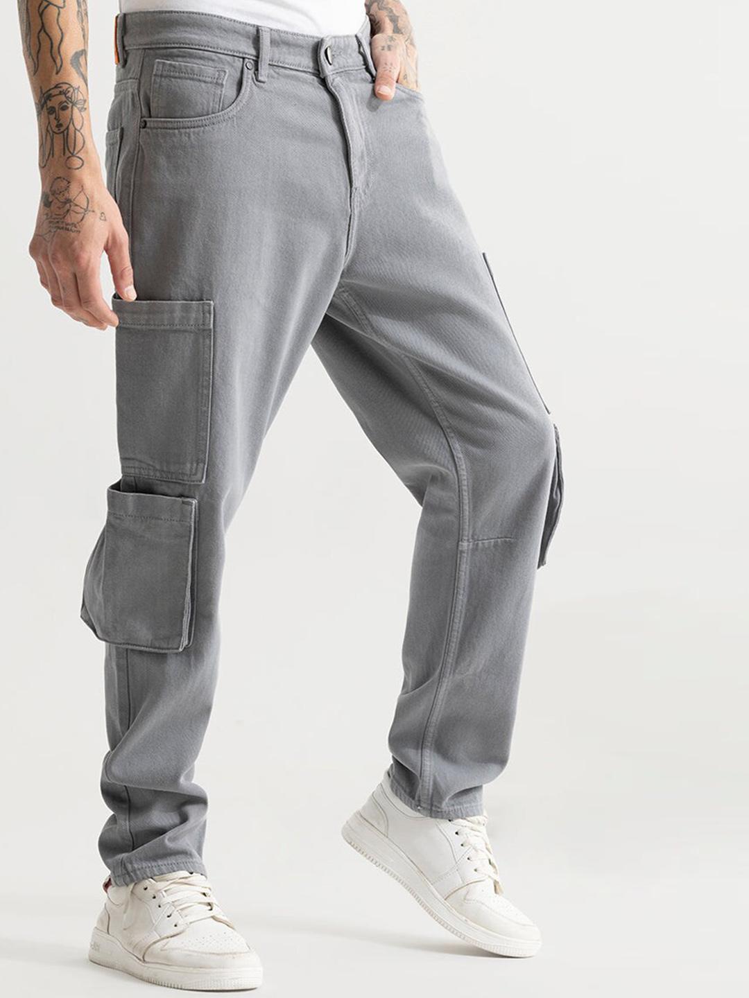 Snitch Men Relaxed Fit Clean Look Cotton Denim Cargo