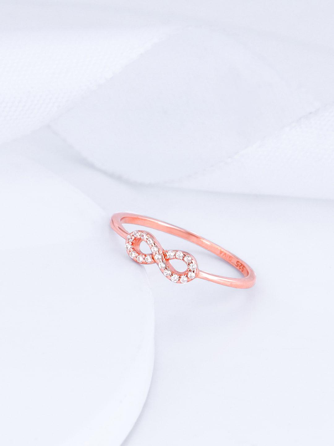 Buy GIVA 925 Sterling Silver Rose Gold Plated Zircon Studded Adjustable Finger Ring - - Accessories for Women