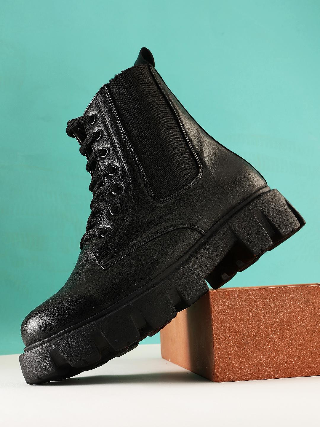 Buy The Roadster Lifestyle Co. Women Black Mid Top Platform Heel Chunky Boots -  - Footwear for Women