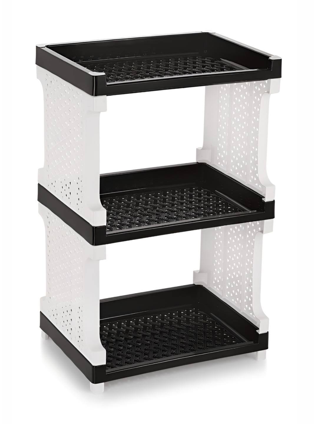 Buy NABHYA Black & White 3 Layered Rectangle Shelf Rack - Racks And ...