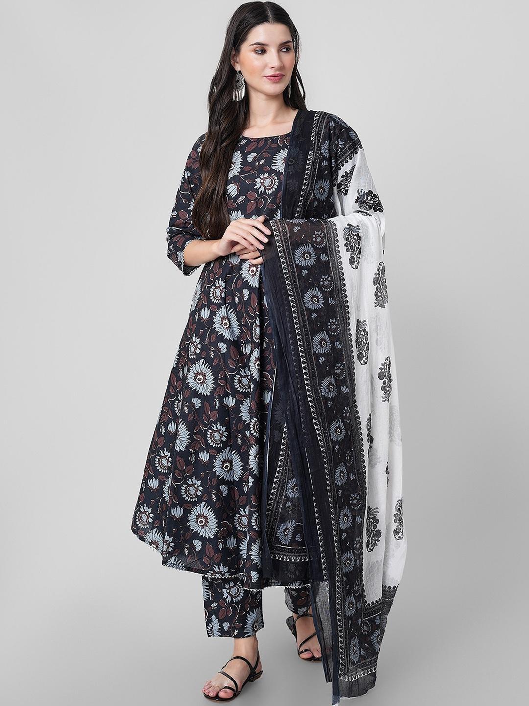 Women Floral Printed Gotta Patti Pure Cotton Kurta with Palazzos & Dupatta