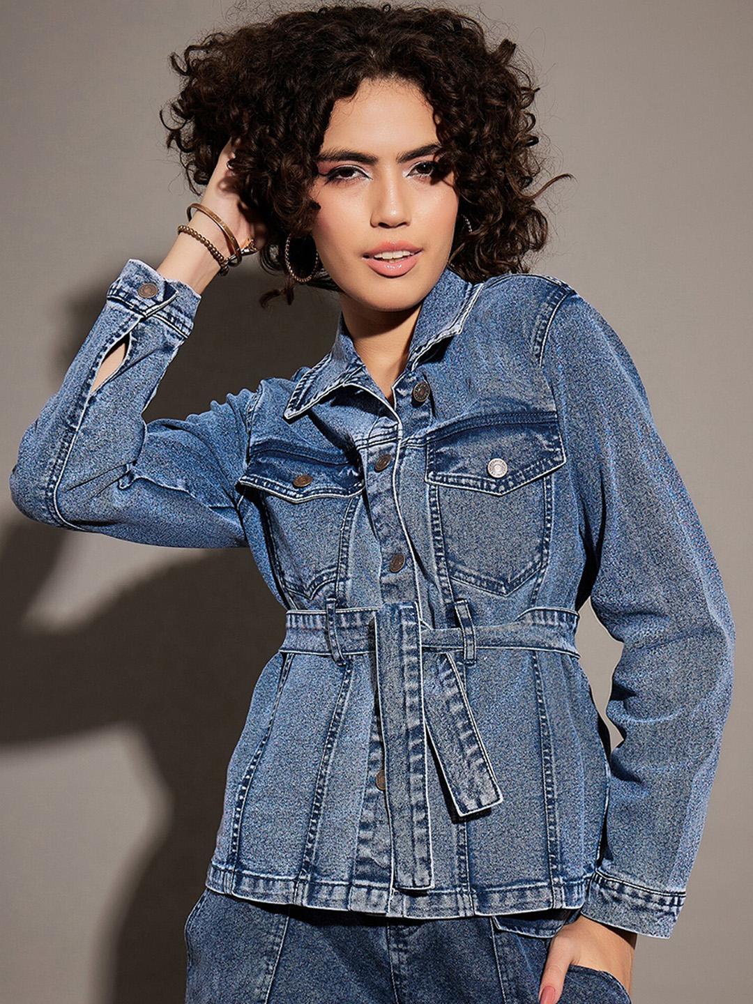 SASSAFRAS Blue Spread Collar Denim Jacket