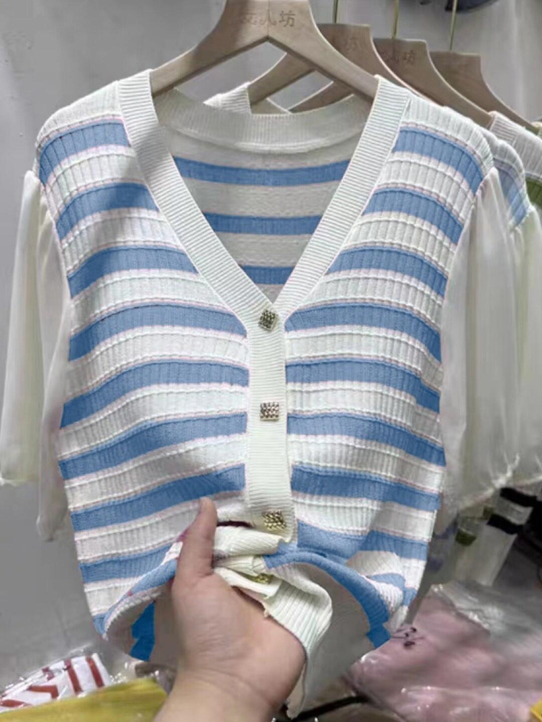 Horizontal Ribbed Tops Buy StyleCast Girls Blue Horizontal Striped V Neck Ribbed Top - Tops ...