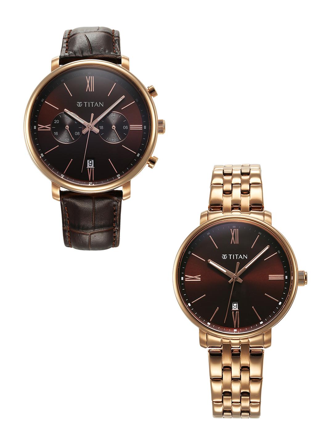 Buy Titan Bandhan Quartz Analog With Brown Dial Couple Watch Nt9400794207wz02 - - Accessories for Unisex