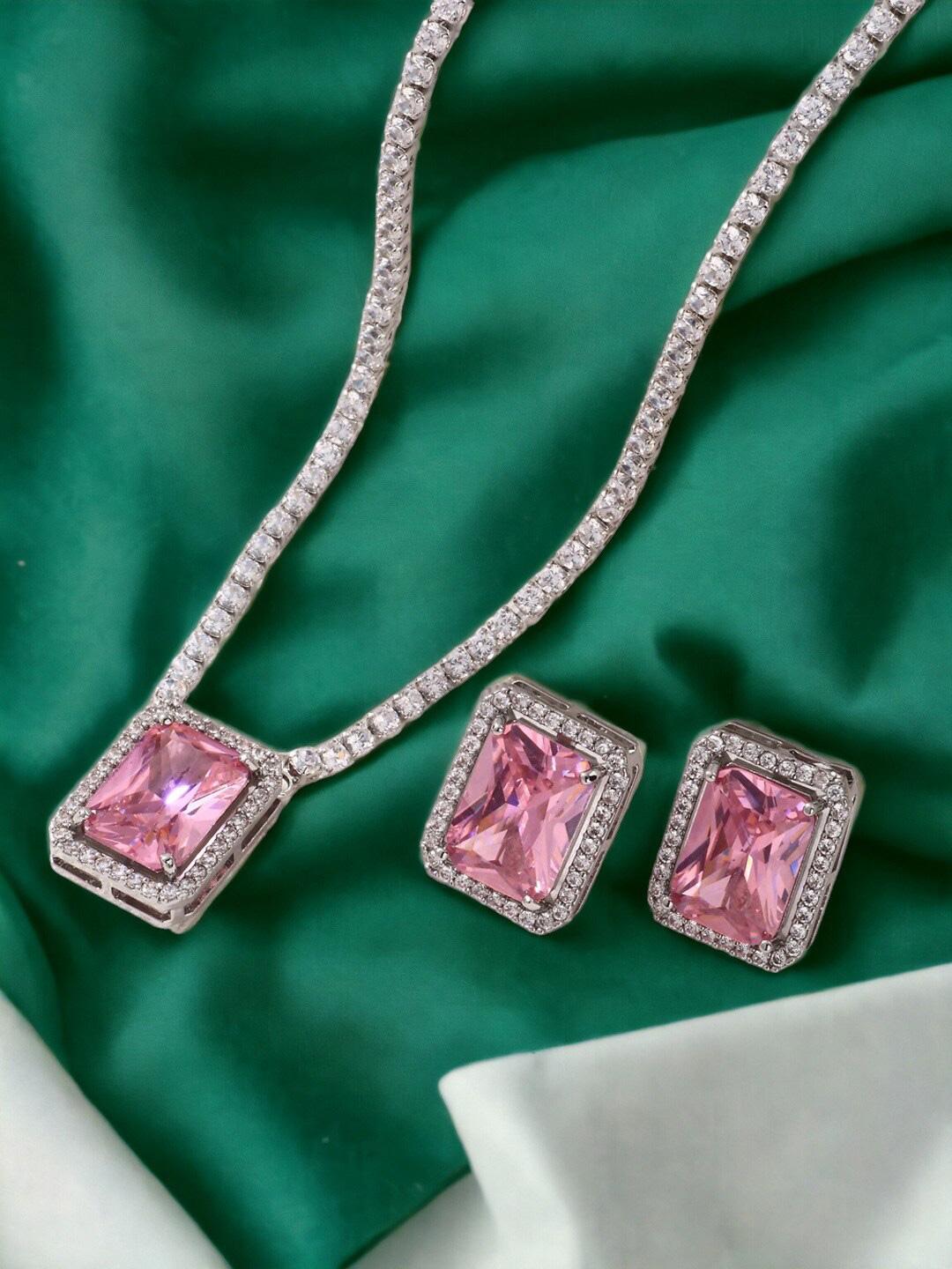 Buy Designs & You Silver Plated American Diamond Studded Pendant Set -  - Accessories for Women