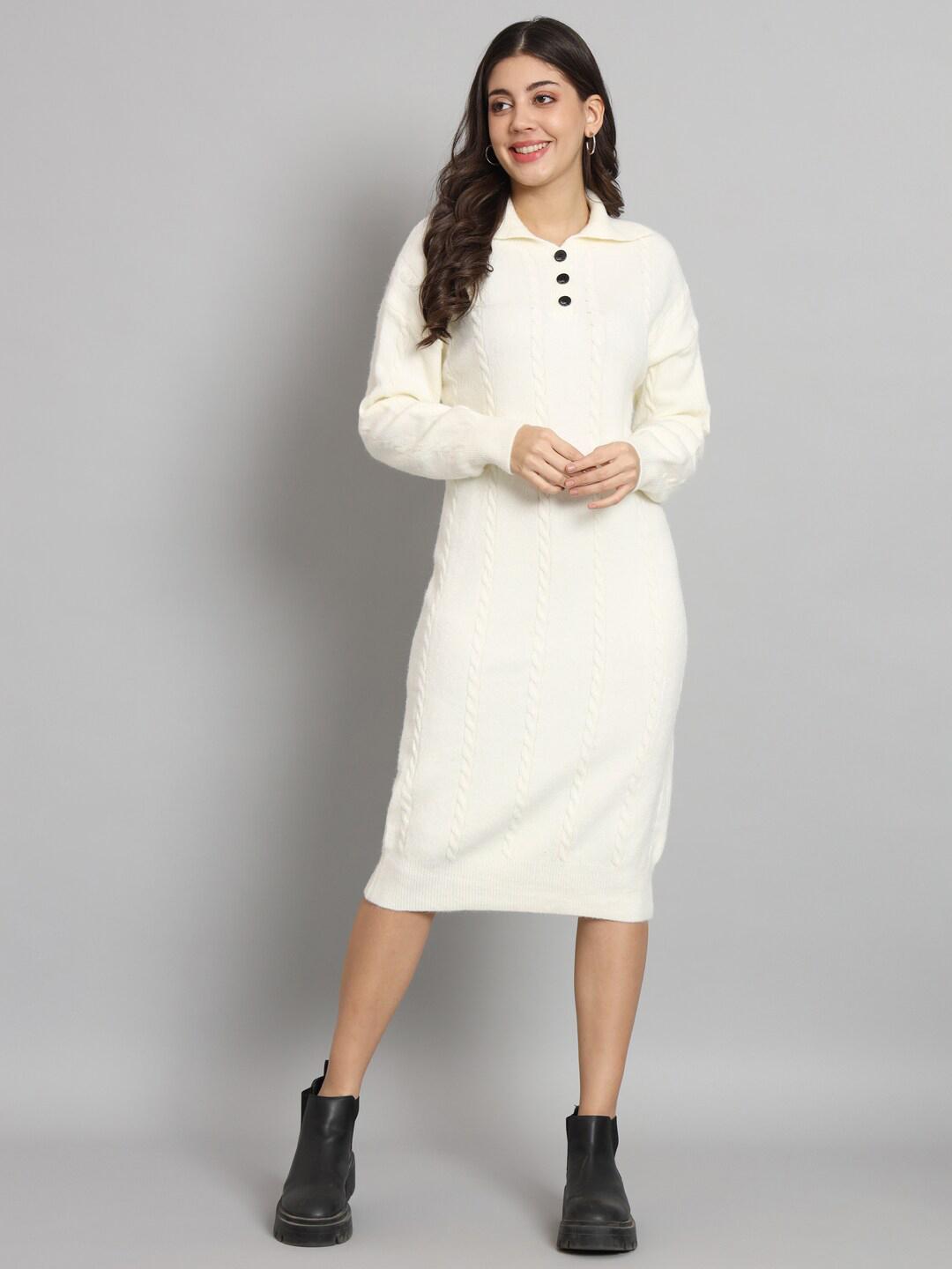 Women's pit stripe high collar wool dress