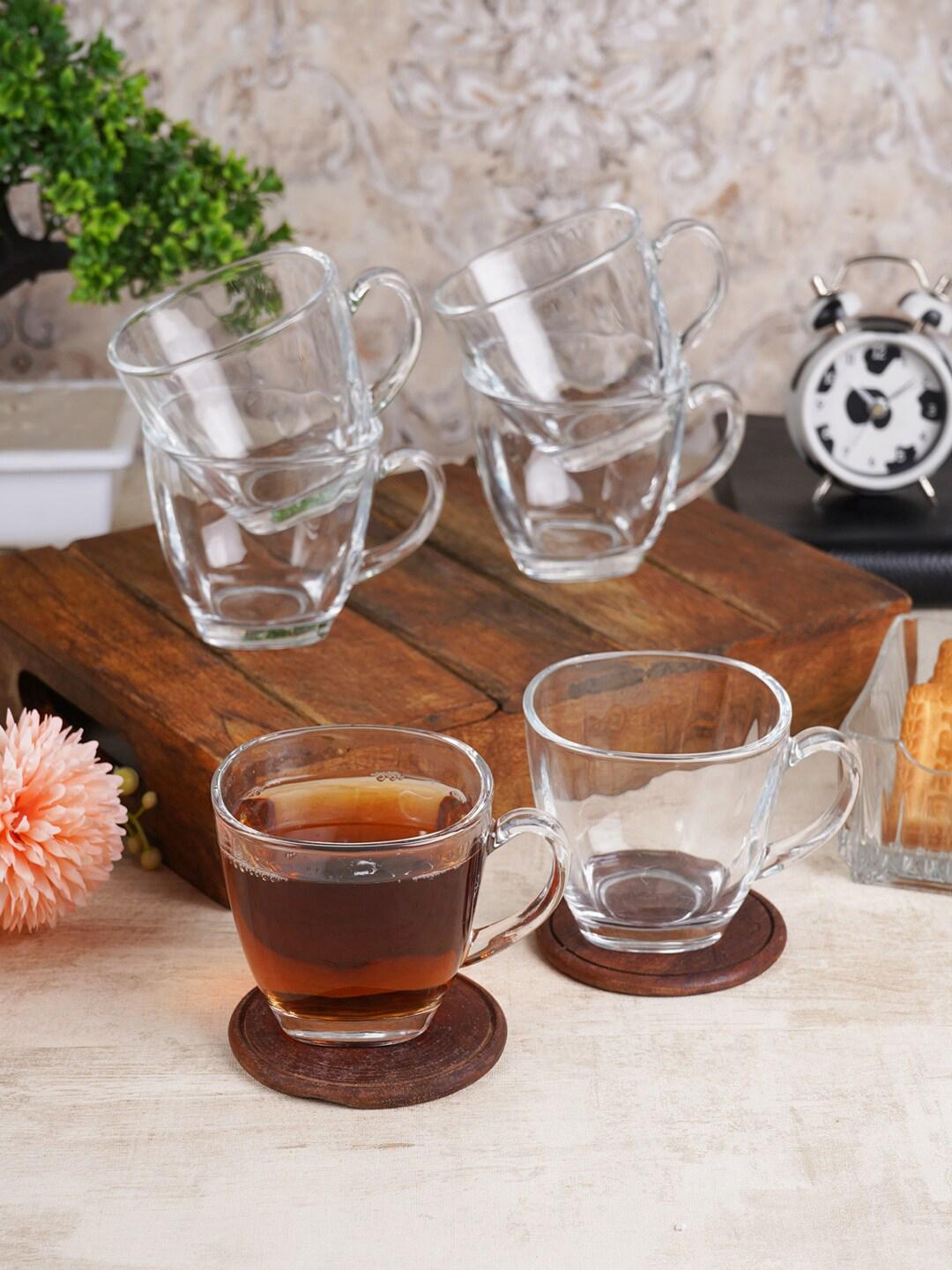 Buy Ceradeco Moksha Transparent Glass Handmade 6 Piece Cups 150ml - - Home for Unisex
