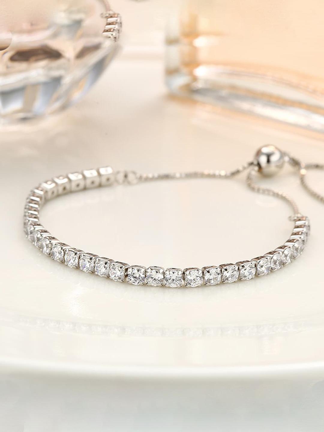 Buy Jewels Galaxy Women Silver Plated Brass Cubic Zirconia Wraparound Bracelet -  - Accessories for Women