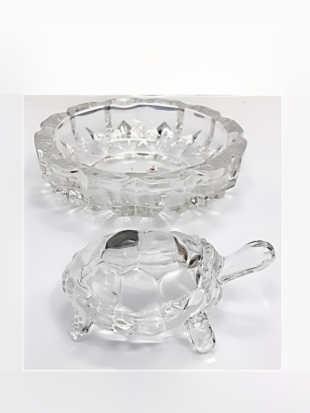 Buy Navyaksh Turtle With Plate Transparent Glass Glossy Prayer Room Set ...