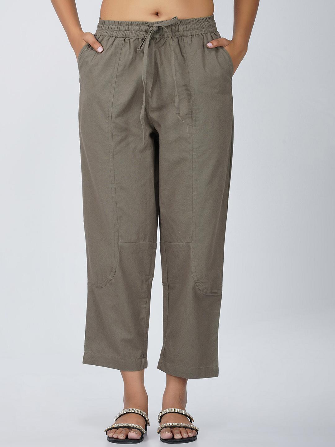 Women Relaxed Loose Fit Easy Wash Joggers Trousers