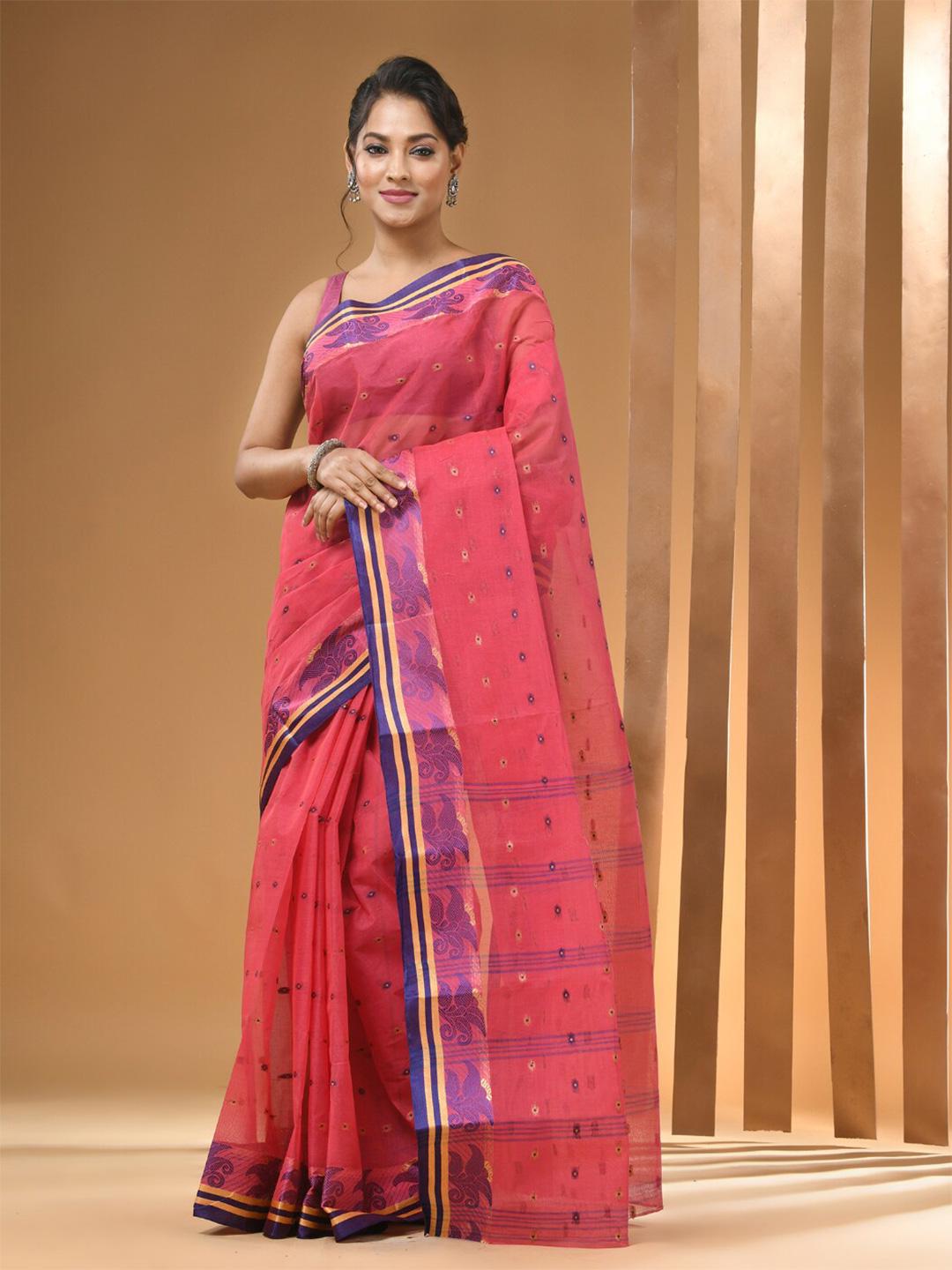 Buy Arhi Ethnic Motifs Woven Design Pure Cotton Taant Saree - Sarees ...